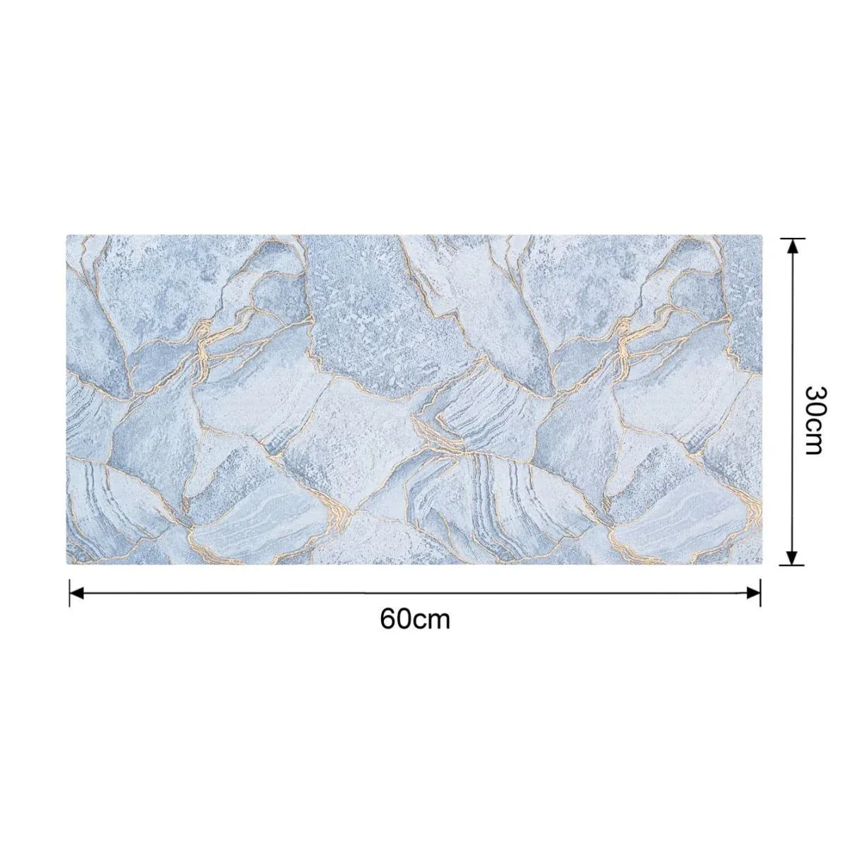 Set 6 panouri decorative autoadezive cu folie de aluminiu, efect marmura, suprafata acoperita 1.08 m², Naimeed D7112, 60x30 cm, Albastru