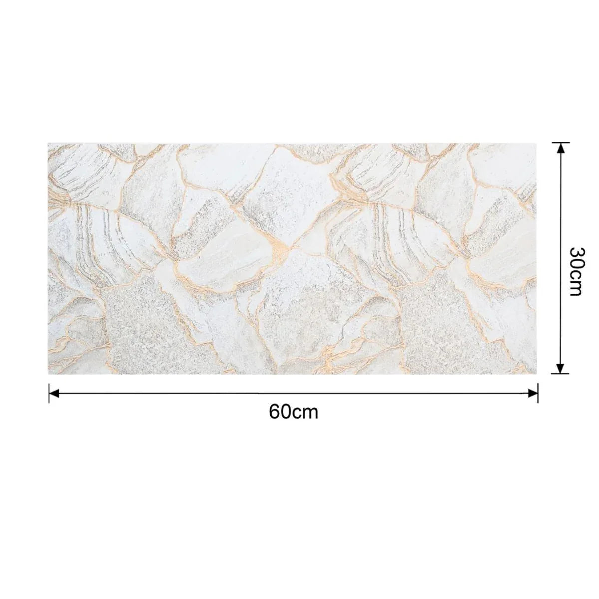 Set 6 panouri decorative autoadezive cu folie de aluminiu, efect marmura, suprafata acoperita 1.08 m², Naimeed D7113, 60x30 cm, Bej/Gri
