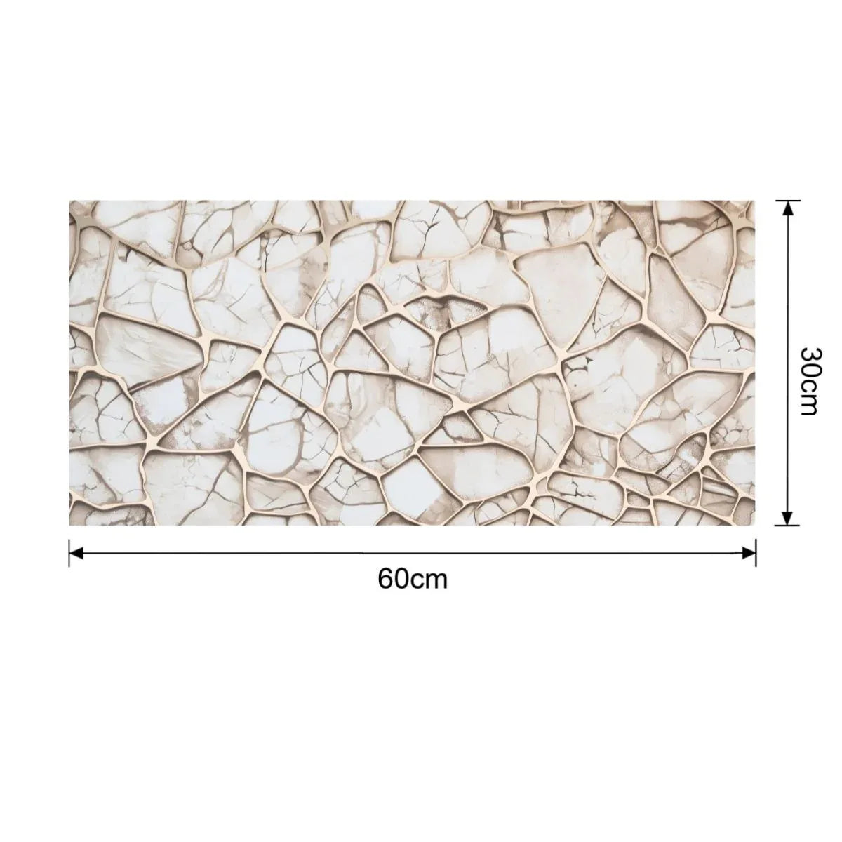 Set 6 panouri decorative autoadezive cu folie de aluminiu, efect marmura, suprafata acoperita 1.08 m², Naimeed D7120, 60x30 cm, Bej