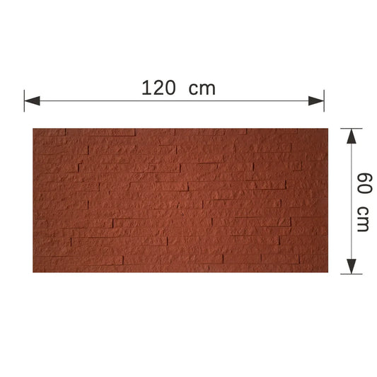 Panou decorativ din praf de piatra, Naimeed D7352, flexibil, ignifug, strat protector ceramic, rezistent la razele UV, 120x60x0.2 cm, rosu caramiziu