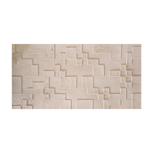Set 10 panouri decorative din praf de piatra, Naimeed D7363, flexibile, ignifuge, strat protector ceramic, rezistente la razele UV, 120x60x0.2 cm, crem deschis
