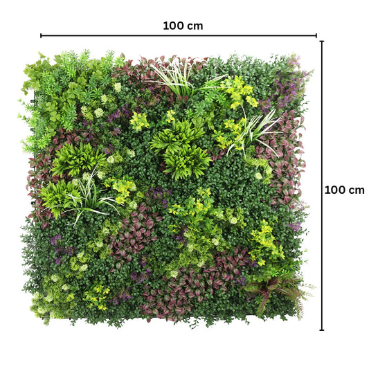 Panou din plante artificiale,cu frunze, Naimeed D7430, Multicolor, 100x100 cm