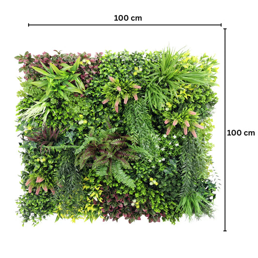 Panou din plante artificiale,cu frunze, Naimeed D7435, Multicolor, 100x100 cm