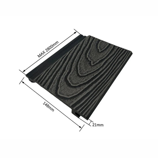Lambriu decorativ riflaj WPC, pentru exterior, montaj rapid, rezistenta ridicata, Naimeed D7497, 280x14.8x2.1cm, Stejar gri