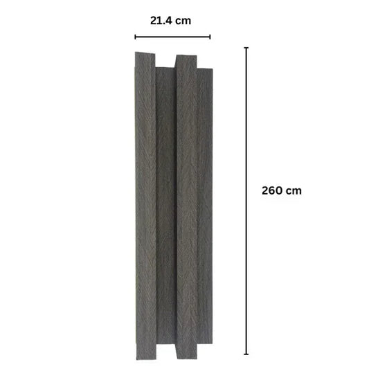 Panou decorativ riflaj WPC, montaj rapid, rezistenta ridicata, Naimeed D7518, 260x21.4x6cm, gri
