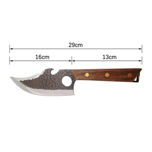 Cutit universal profesional Naimeed D7796, cu lama curbata din inox 16cm si maner din lemn 13cm