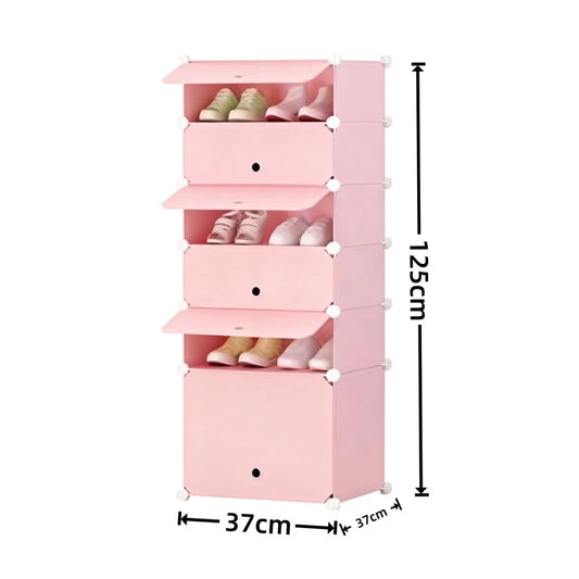 Pantofar Modular, 6 usi, Naimeed D7905, 37x37x125cm, Roz