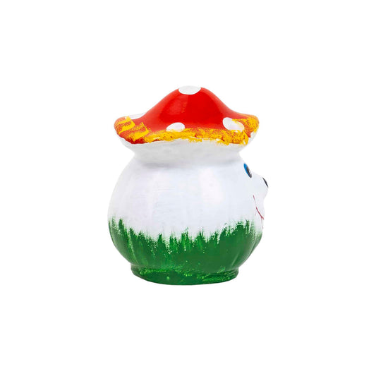 Ciuperca decorativa pentru gradina, din ceramica, mica smiley, inaltime 14cm, latime 12cm / EXT 10210