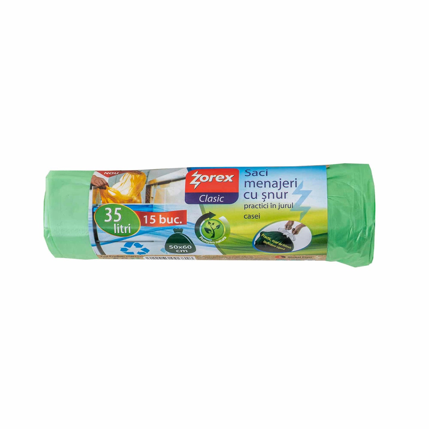Saci menajeri cu snur, 35L, 15buc, verde Z-TOOLS / EXT 109666