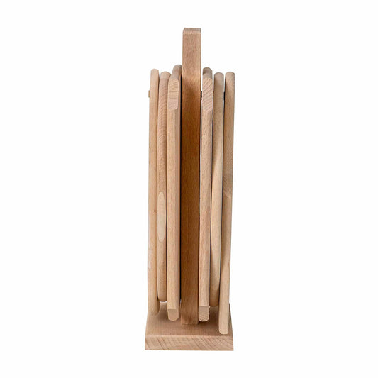 Set 6 piese din lemn de fag cu suport vertical / EXT 6083