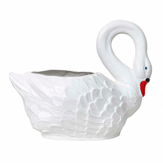 Ghiveci din plastic, model lebada alb, lungime 63 cm / EXT 6093