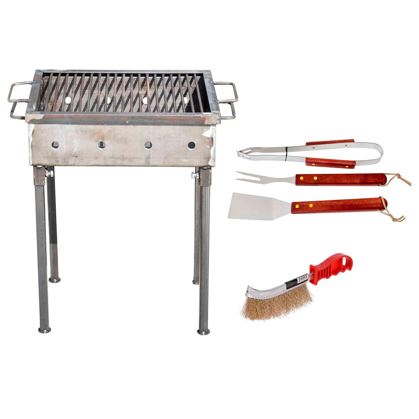 Pachet gratar metalic 40x30cm, grosime 3mm (EXT 9909) plus perie de sarma (ZLN 2264) plus 3 accesorii gratar (ZTS 8338) / EXT 9909_1