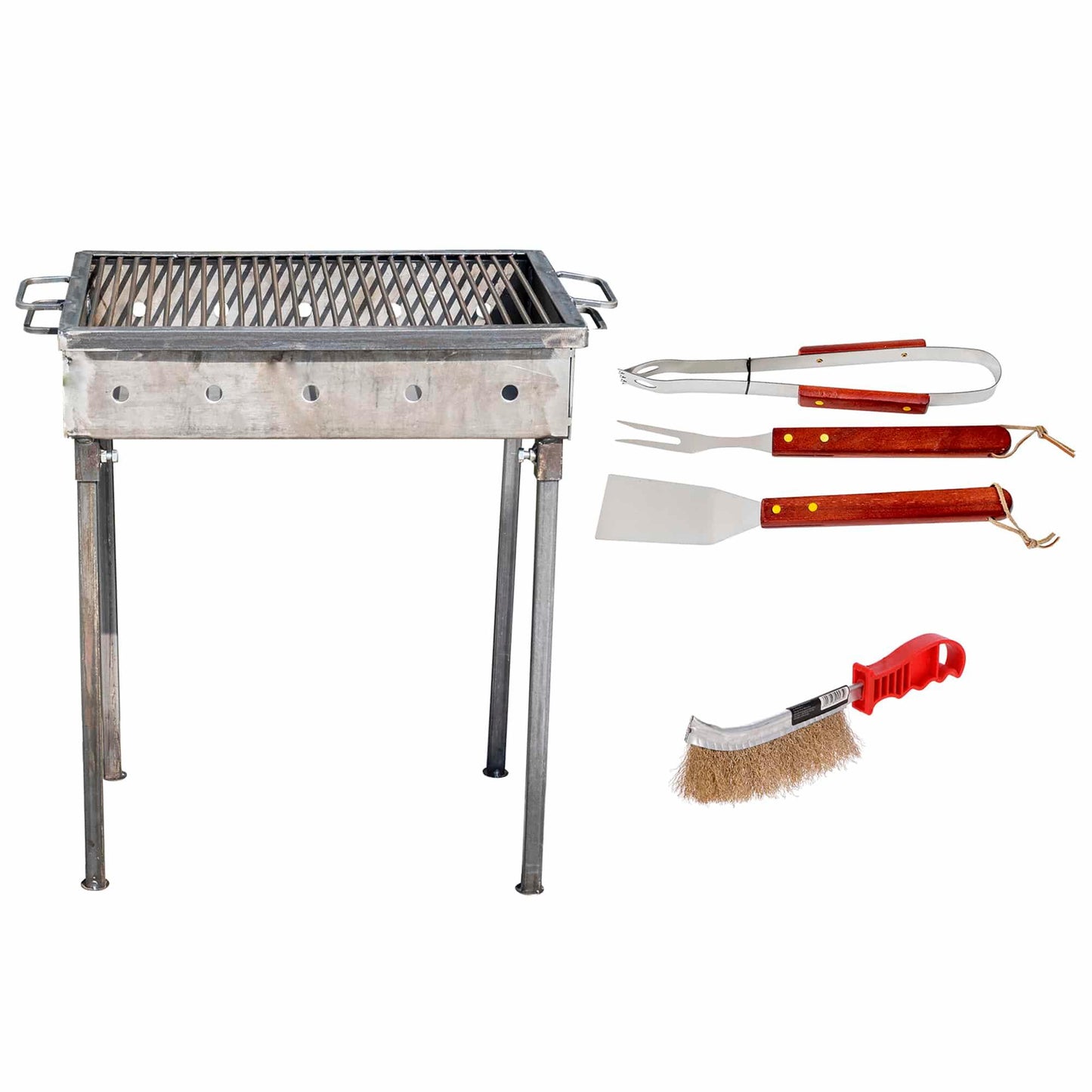 Pachet gratar metalic 50x35cm, grosime 3mm (EXT 9910) plus perie de sarma (ZLN 2264) plus 3 accesorii gratar (ZTS 8338) / EXT 9910_1