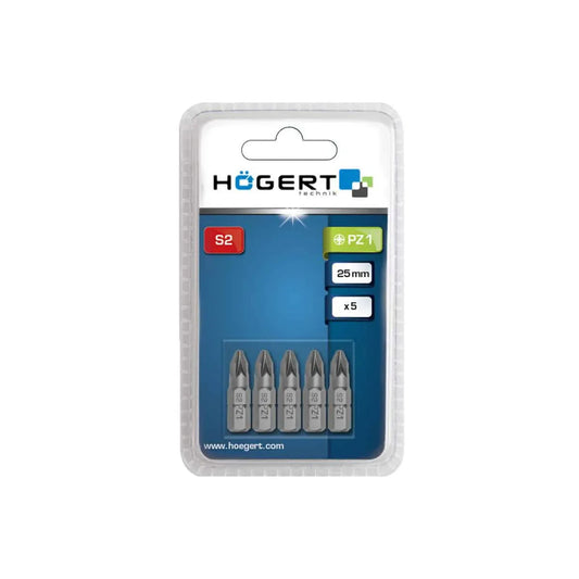Set 5 bucati, bit-uri pentru surubelnita, PZ1, 25mm HOGERT / HT1S314