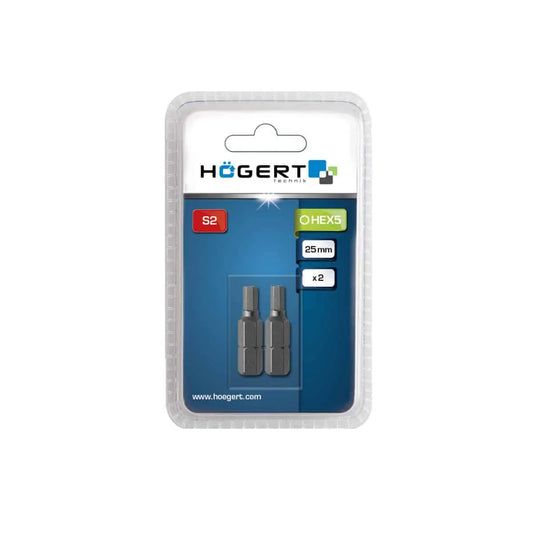 Set 2 bucati, bit-uri pentru surubelnita, HEX H5, 25mm HOGERT / HT1S345