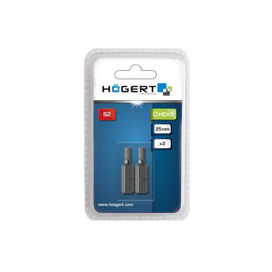 Set 2 bucati, bit-uri pentru surubelnita, HEX H6, 25mm HOGERT / HT1S346