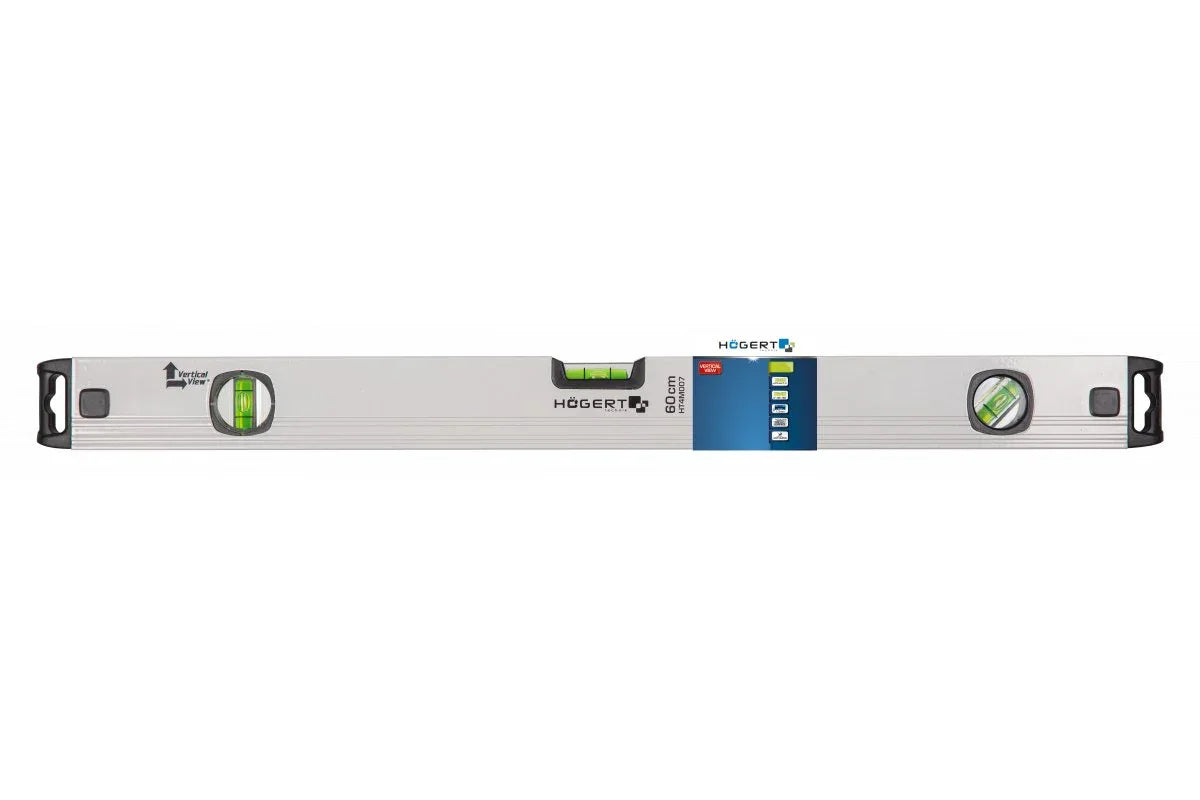 Nivela (boloboc) din aluminiu, 80cm, 3 bule, HOGERT / HT4M009