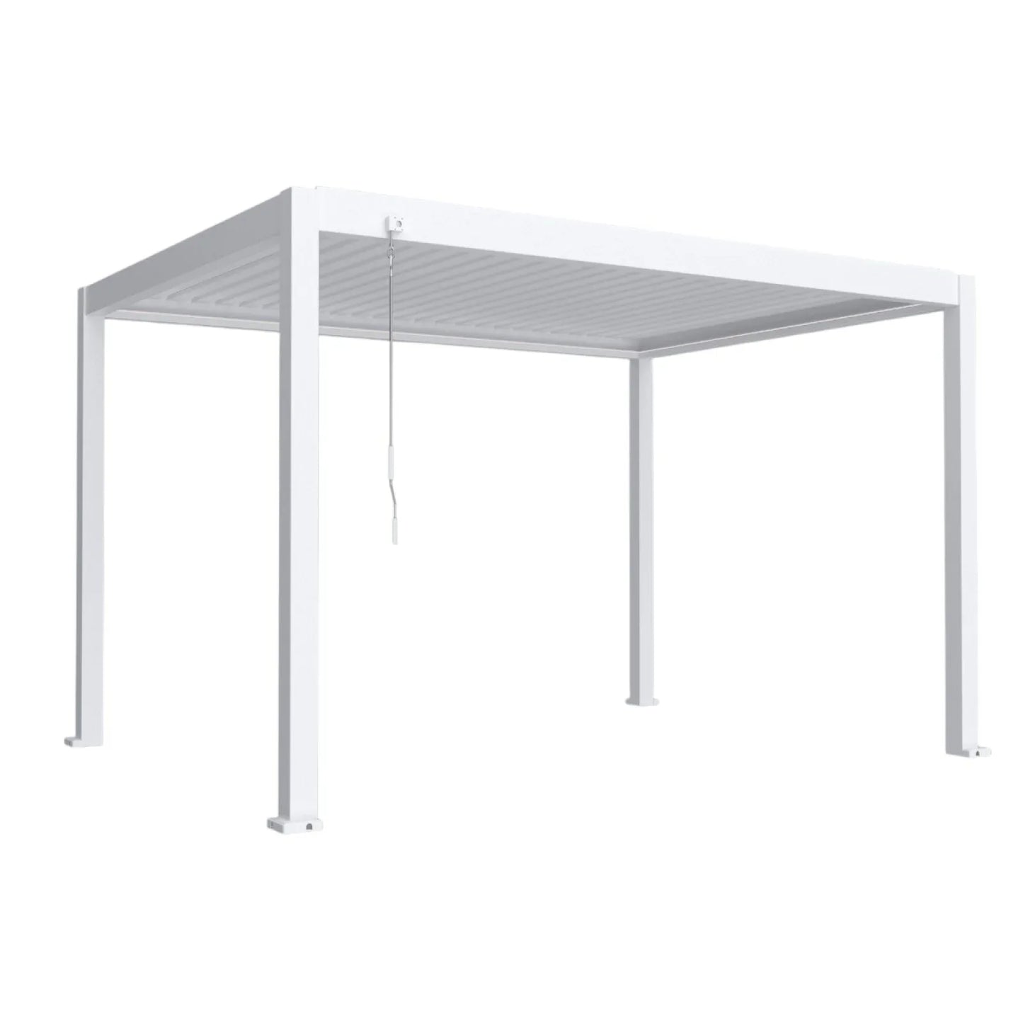 Pergola bioclimatica, iluminare LED, aluminiu, Naimeed D6796, 400x300x250cm, Alb