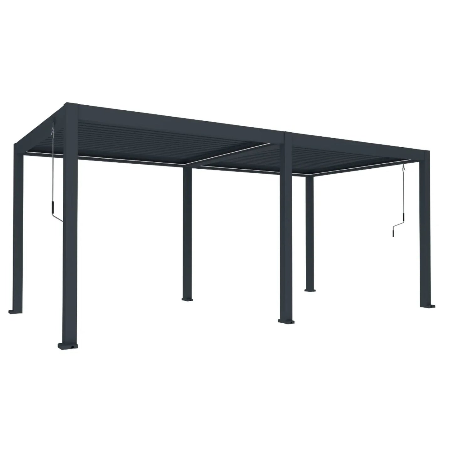 Pergola bioclimatica, iluminare LED, aluminiu, Naimeed D6797, 600x300x250cm, Gri antracit