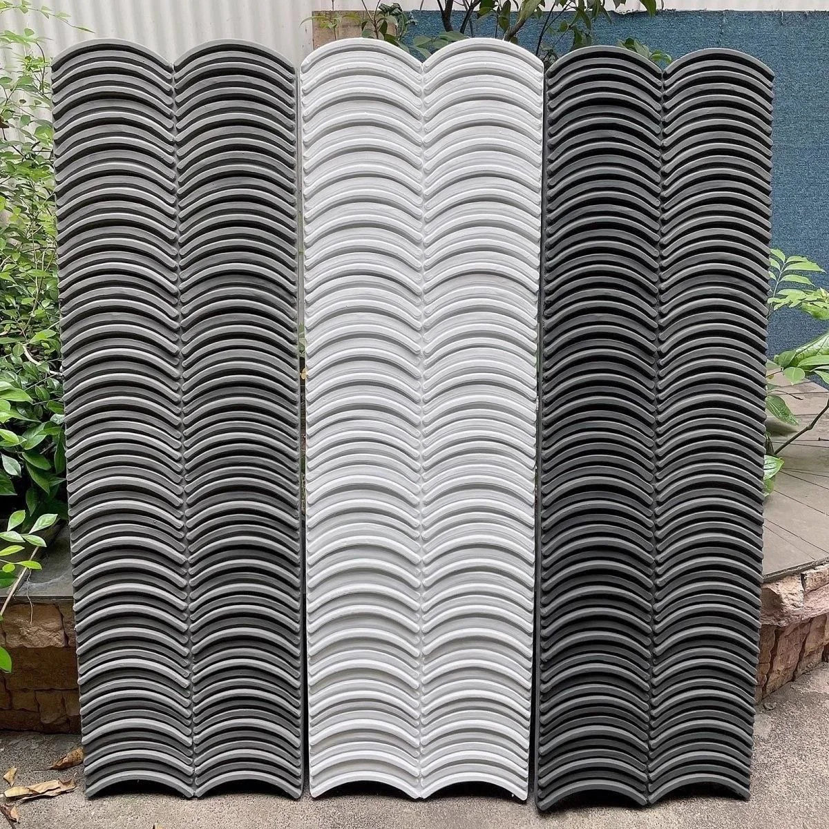 Panou decorativ 3D, efect piatră ondulata, ultraușor, Naimeed D7569, pentru interior și exterior, 123x37x3.5cm, Gri