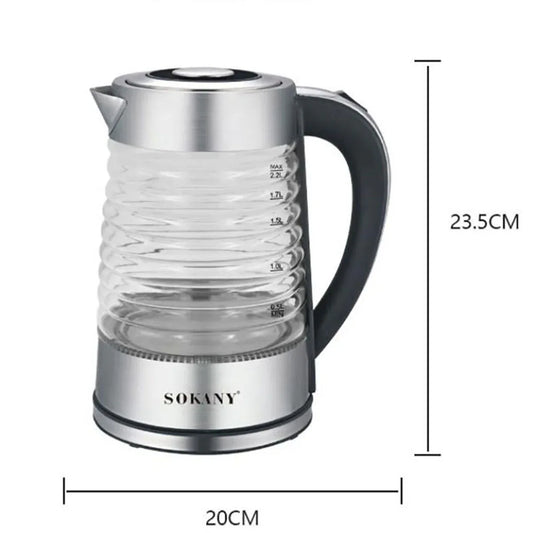 Fierbator apa, Sokany SK-1027, 2000W, capacitate 2.2L, control temperatura, indicator luminos, Argintiu