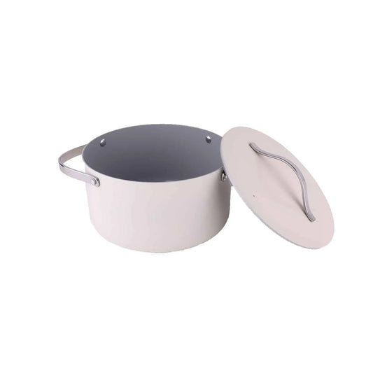 Oala cu capac ZILAN, interior din ceramica, diametru 24cm, capacitate 4l, crem / ZLN 0873