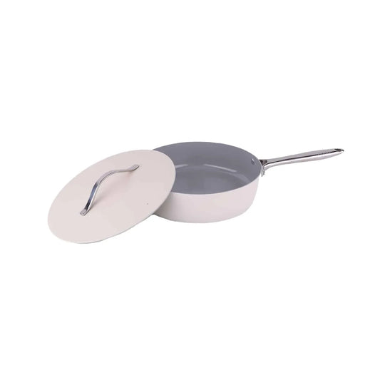 Tigaie inalta cu capac ZILAN, interior din ceramica, diametru 28cm, crem / ZLN 0880