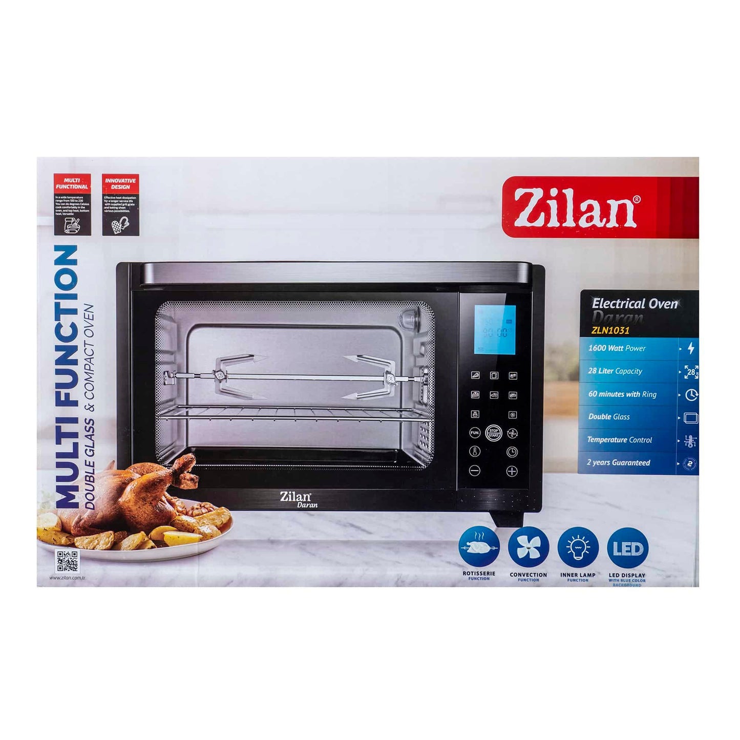 Cuptor electric Zilan, putere 1600W, capacitate 28L, temperatura reglabila, digital / ZLN 1031