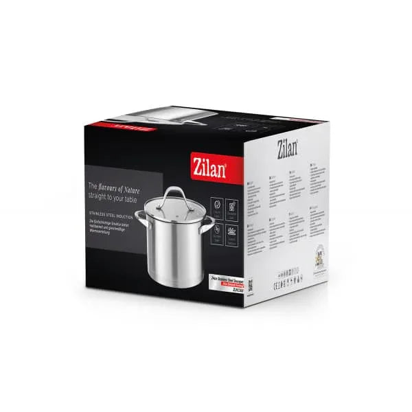 Oala din inox cu capac de sticla, capacitate 5.5L, diametru 24cm ZILAN / ZLN 1368