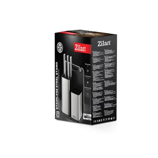 Set cutite 7 piese din otel inoxidabil, cu suport si tocator ZILAN / ZLN 1627