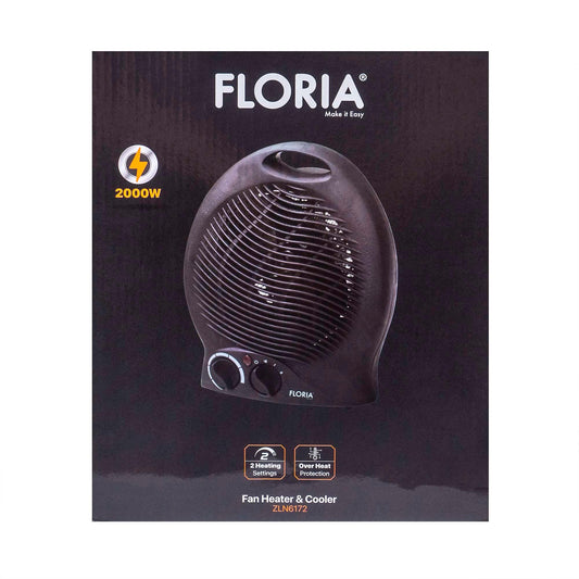 Aeroterma neagra cu 2 nivele de putere 1000/2000w, termostat reglabil / ZLN 6172