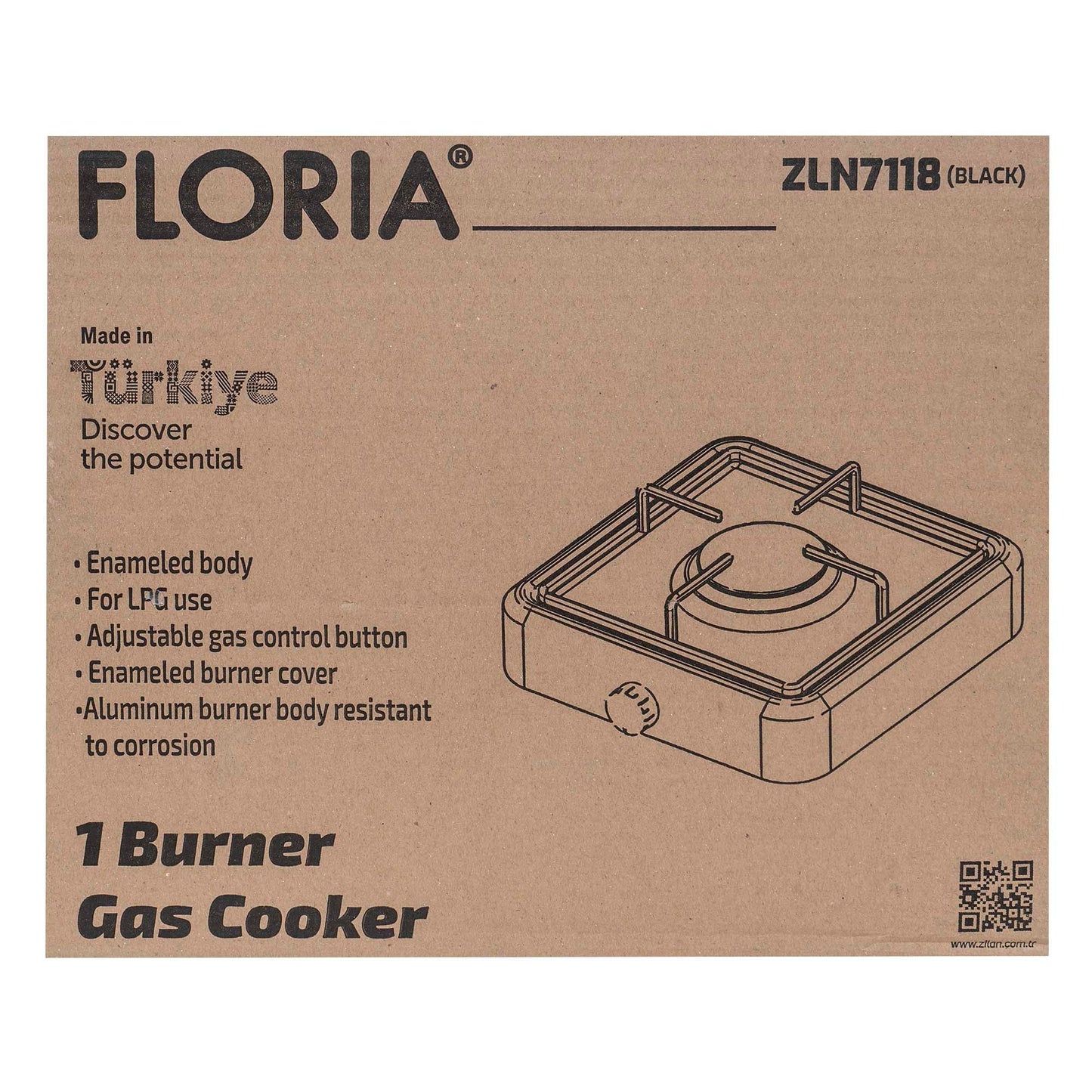 Aragaz 1 ochi, Floria, cu alimentare la butelie, culoare negru / ZLN 7118