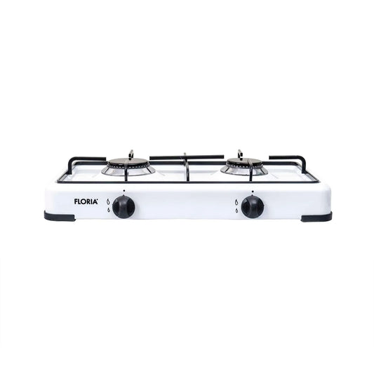 Pachet aragaz 2 ochiuri, 51×28 cm plus (ceas pentru butelie, 2 m furtun pentru gaz, 3 coliere pentru furtun, aprinzator) alb / ZLN 7129_1