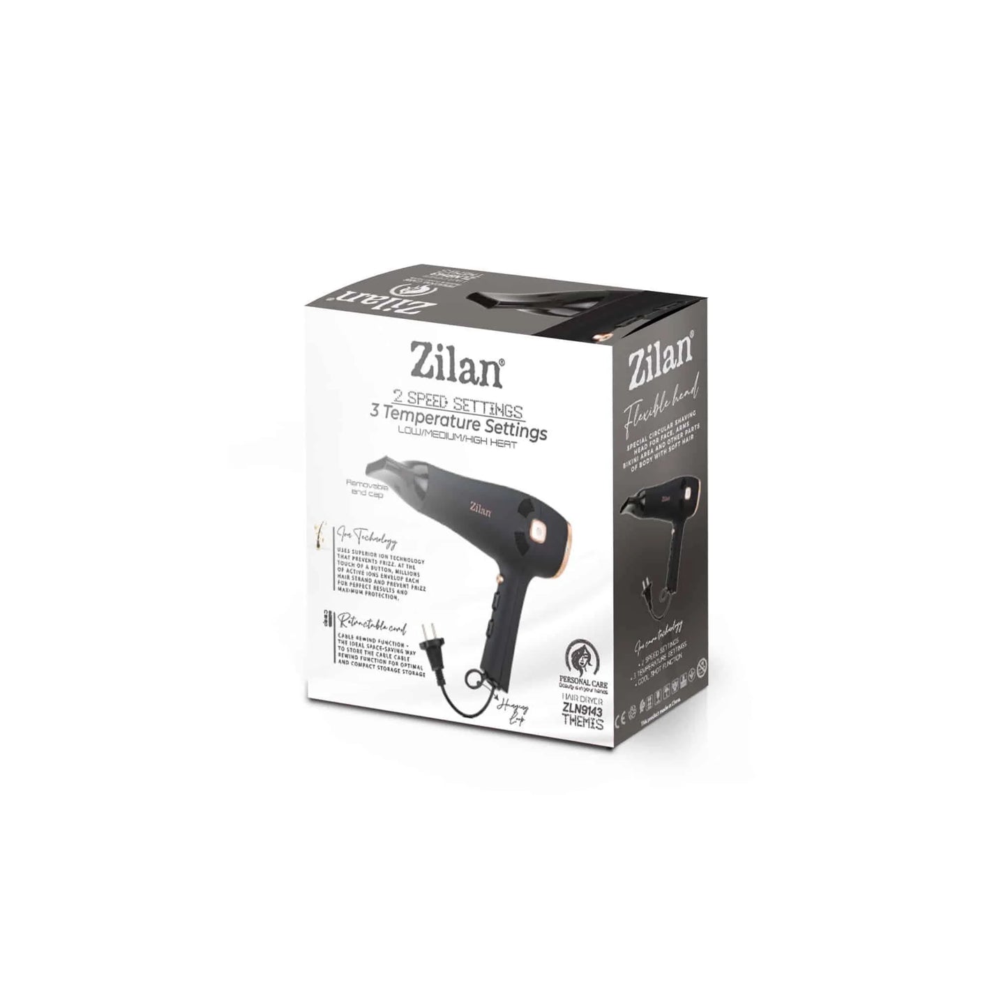 Uscator de par THEMIS, putere 2000W, 2 trepte de viteza ZILAN / ZLN 9143