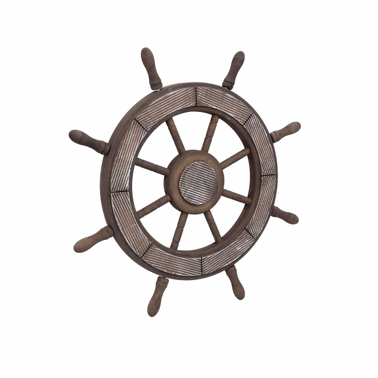 Roata decorativa din MDF, diametru roata 44cm, model carma marinar, maro / ZTS 8038