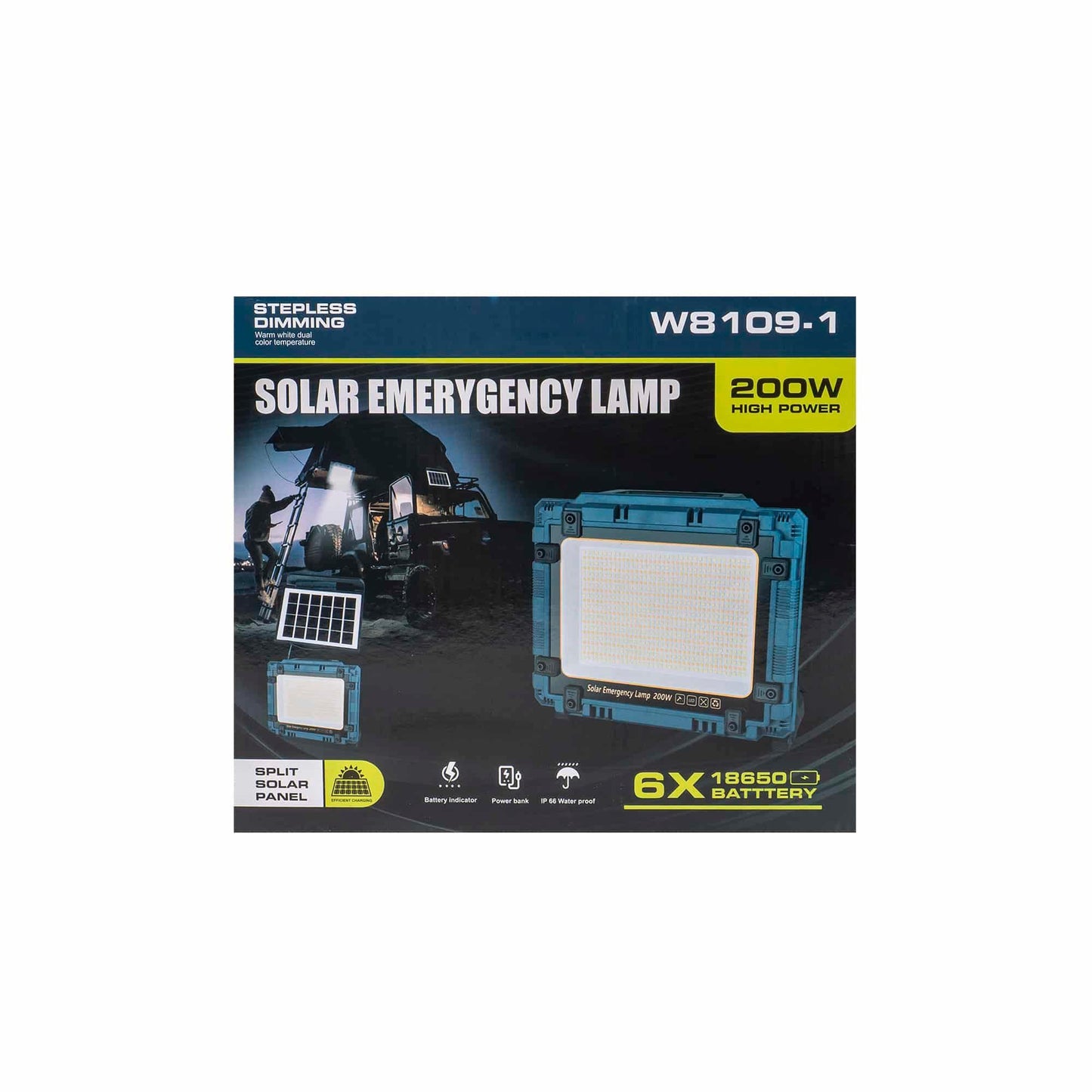 Proiector led cu incarcare solara si USB, 200W, panou incorporabil si detasabil Z-TOOLS / ZTS 8672