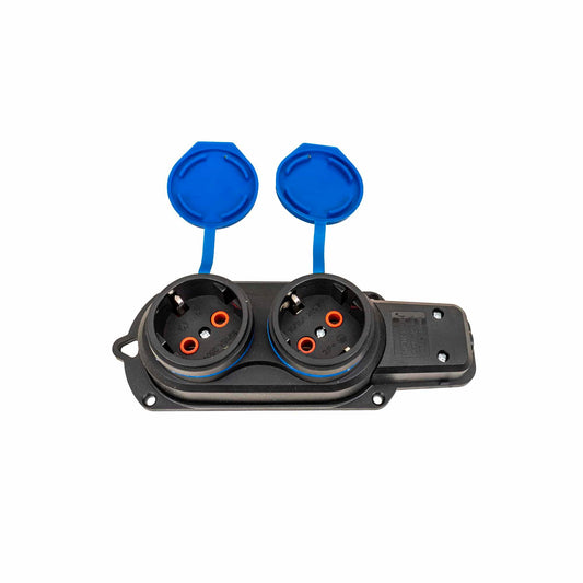 Prelungitor cauciucat pentru exterior, cu 2 lacasuri, 10A-16A, 250V, fara cablu / ZTS9063