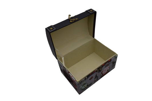 Cufar din piele ecologica cu imprimeu, Naimeed D47-1, 24 x 16,5 x 16,5 cm