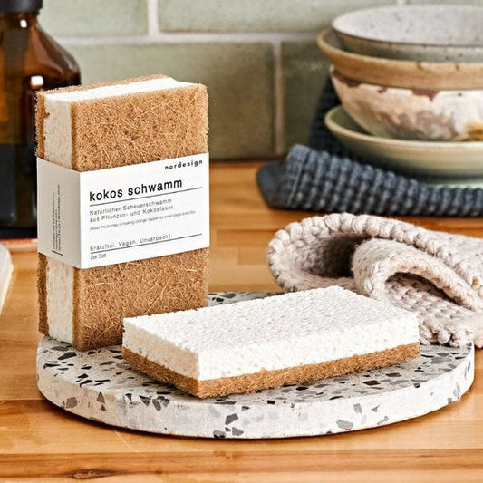 Burete pentru vase din celuloză și cocos (set de 2)