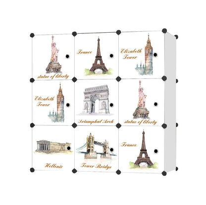 Dulap tip Soldat, Monuments Style, Alb, 9 Usi