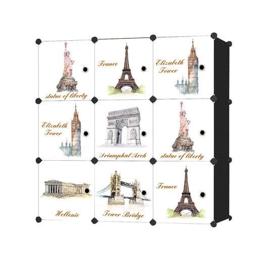 Dulap tip Soldat, Monuments Style, Negru, 9 Usi