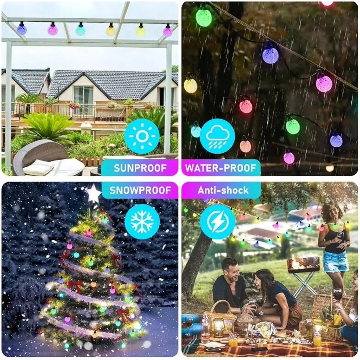Ghirlanda luminoasa, decorativa, interconectabila, Naimeed D6098, 5m, 10 Becuri LED, Lumina Multicolor