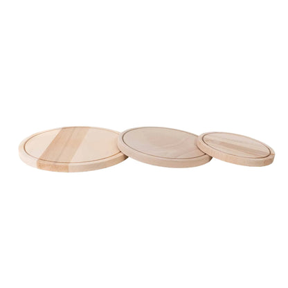 Set 3 bucati tocator rotund din lemn de fag / 1414