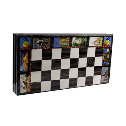 Joc de table din lemn lacuit cu peisaje 50x50 cm / 986