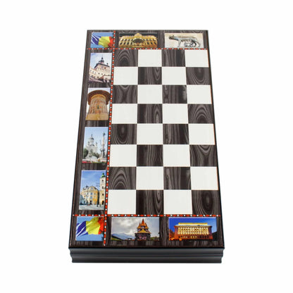 Joc de table din lemn lacuit cu peisaje 50x50 cm / 986