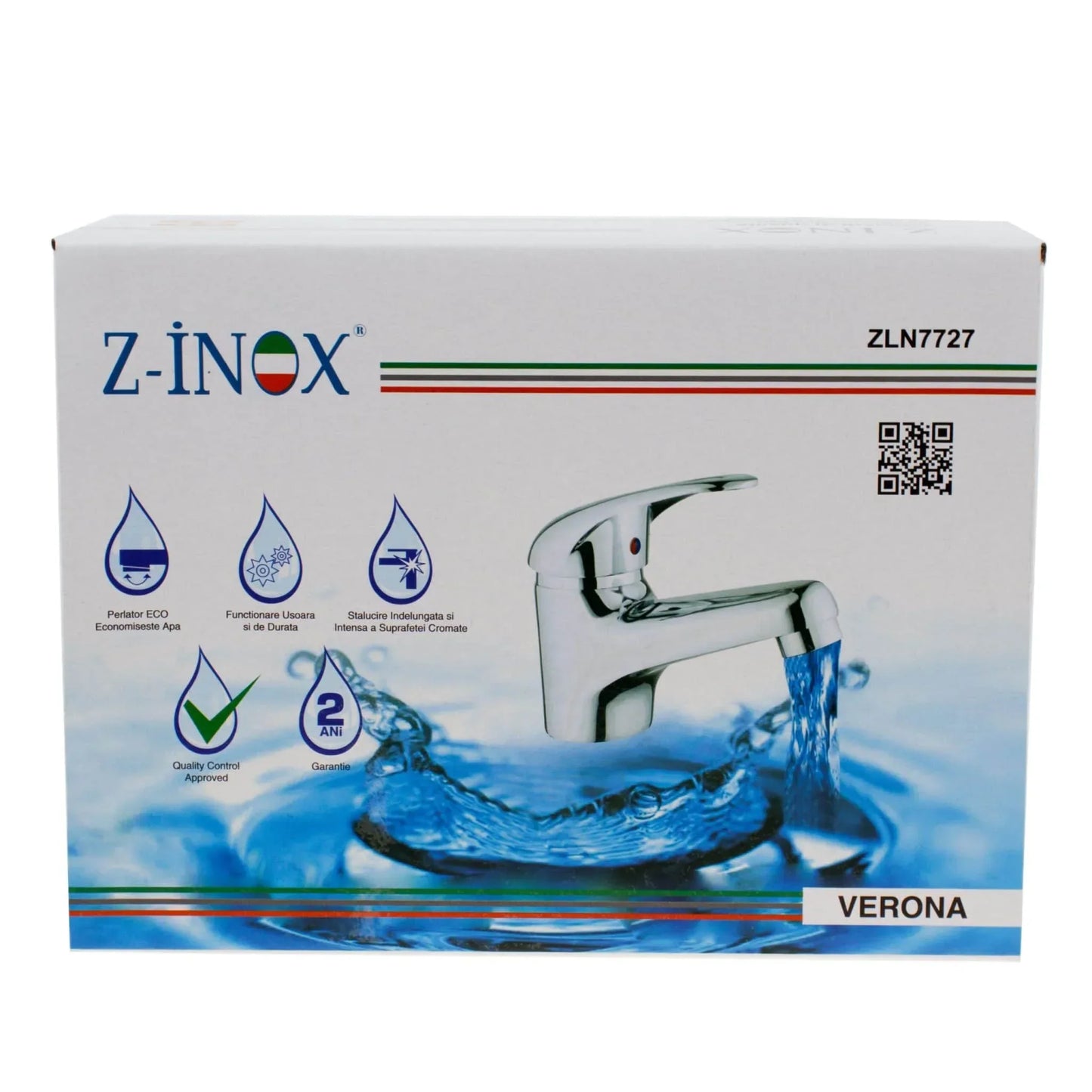 Baterie lavoar baie, inox, Zilan, monocomanda cu ventil, cartus ceramic 40 mm / ZLN 7727
