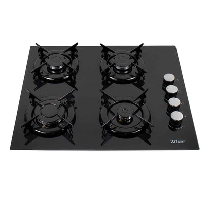 Pachet plita incorporabila (0058), gaz butelie sau gaz natural (duze de schimb incluse), 59x51 cm, aprindere electrica, sticla neagra si hota perete 2 motoare (6201), 2 x 95w / SET 30005