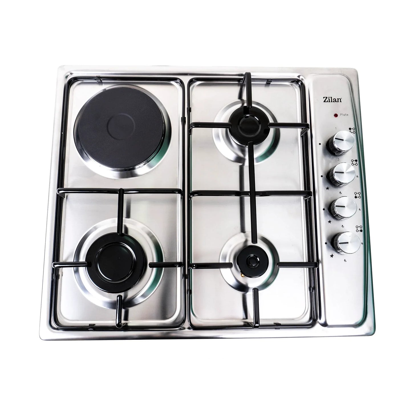 Plita incorporabila, din inox, GPL/GN, 3arzatoare +1 electric de 1000w, aprindere electrica / ZLN 1918