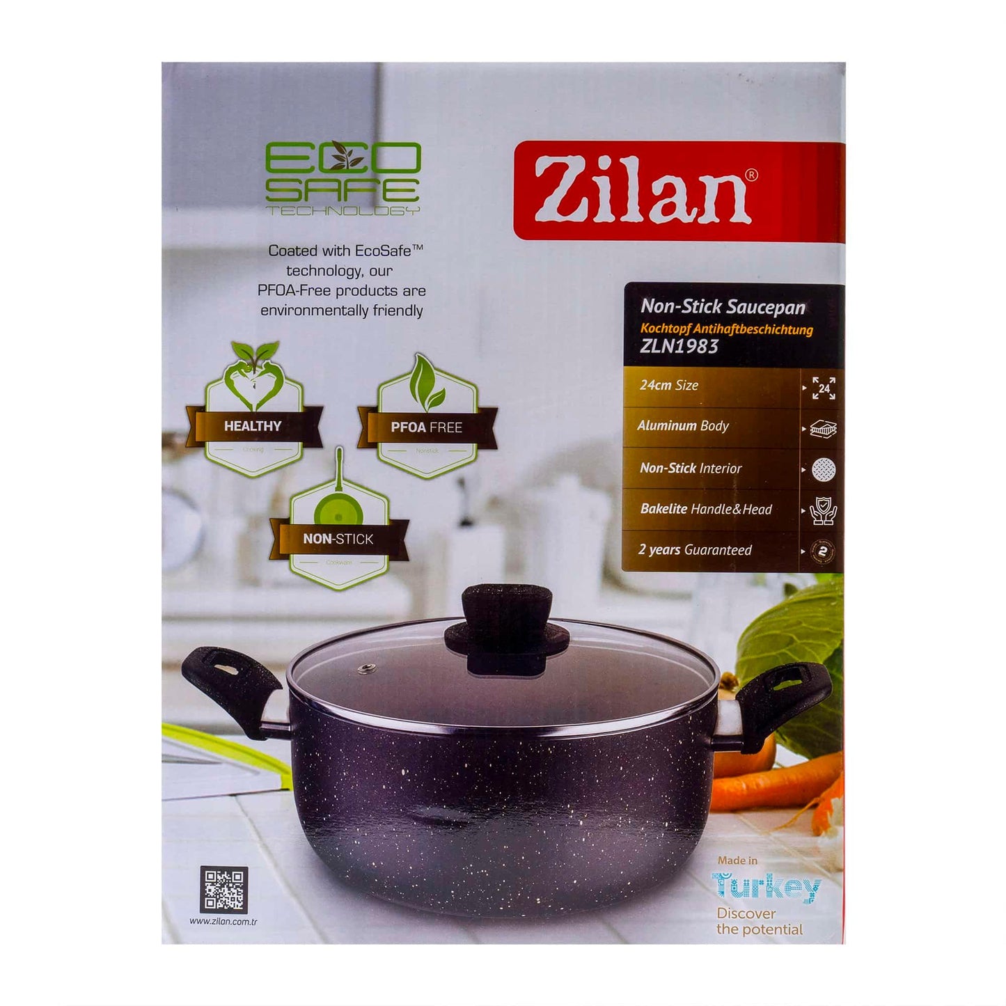 Oala cu capac sticla, 24cm, capacitate 3L / ZLN 1983