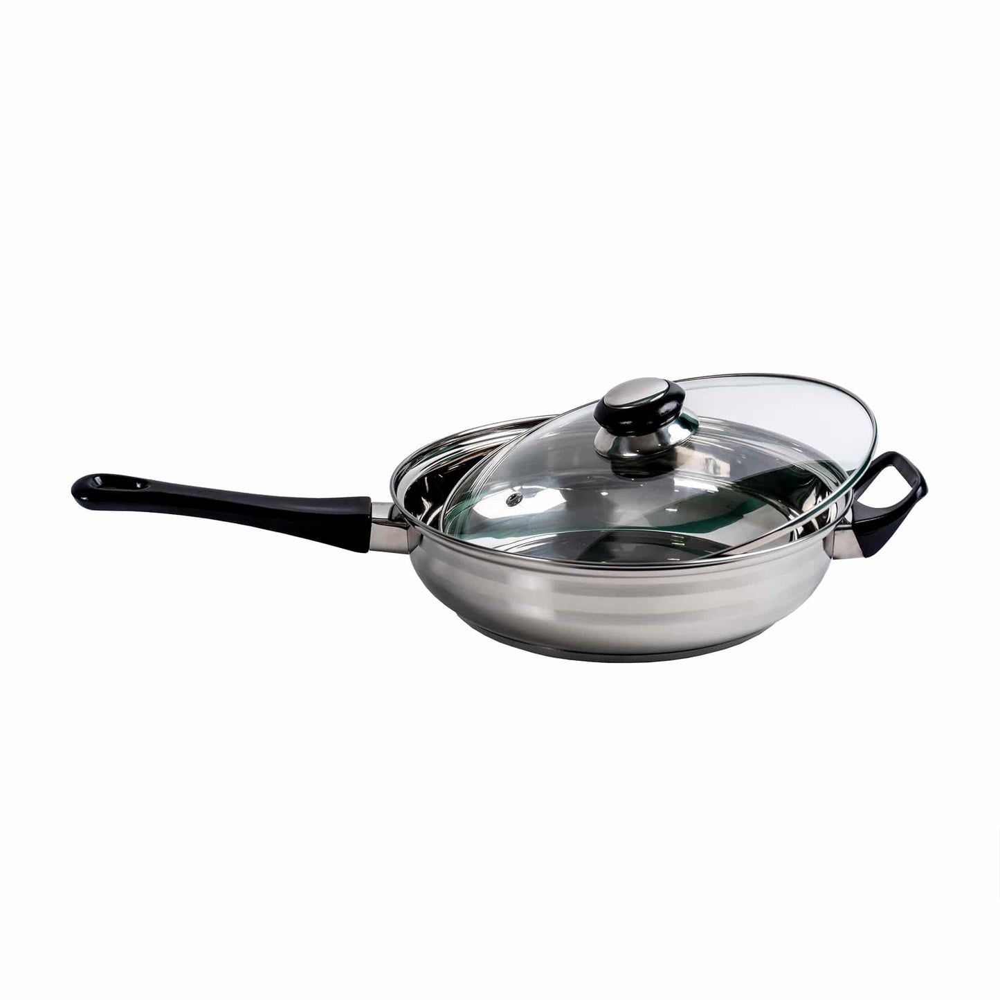 Set oale inox 12 piese, compus din 4 x oale, 1x cratita cu coada, 1x tigaie si 6x capace sticla / ZLN 4038